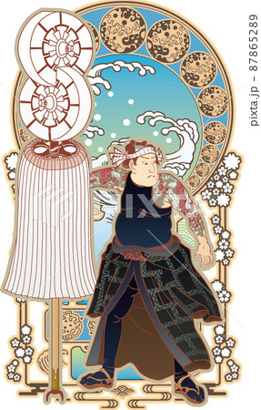 浮世絵 火消し その10 和風ゴシックバージョンのイラスト素材
