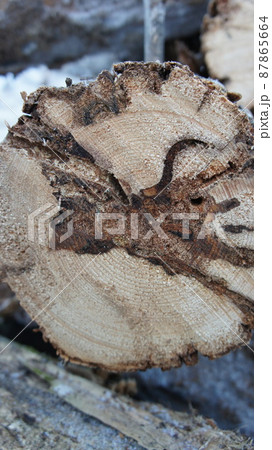 A sawn log with an interesting natural pattern 87865664