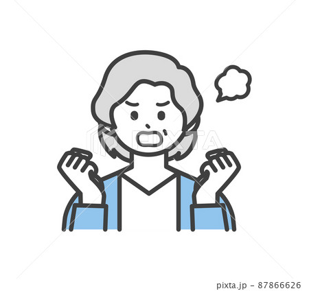 高齢女性の表情とジェスチャーのイラスト素材 高齢女性の表情とジェスチャーのイラスト素材 87866626