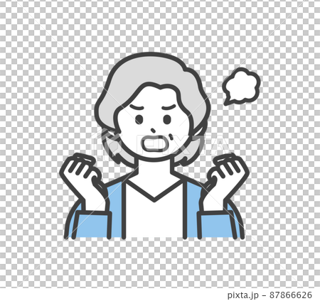 高齢女性の表情とジェスチャーのイラスト素材 高齢女性の表情とジェスチャーのイラスト素材 87866626