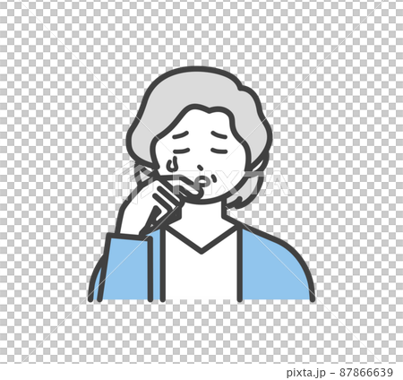 老年婦女面部表情和手勢的插圖素材 老年婦女面部表情和手勢的插圖素材 87866639