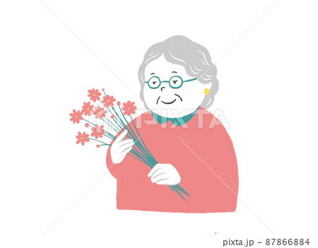 お花好きなおばあちゃん 87866884