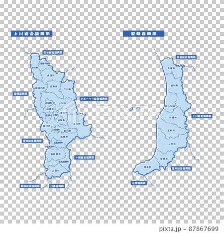 上川総合振興局・留萌振興局地図 シンプル淡青 市区町村 上川総合振興局・留萌振興局地図 シンプル淡青 市区町村 87867699