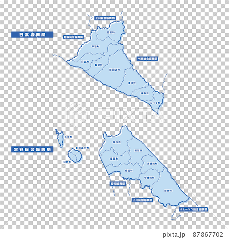 日高振興局・宗谷総合振興局地図 シンプル淡青 市区町村 87867702