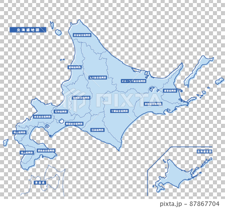 北海道地図 シンプル淡青 総合振興局・振興局 87867704
