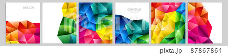 Set of vector cover notebook design. Abstract rainbow minimal triangles halftone template design for notebook paper, copybook brochures, book, magazine. Planner and diary cover for print 87867864