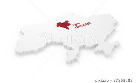 3d stylized schemitic map of Ukraine with f Kyiv Kiev capital cyty on white background 3d stylized schemitic map of Ukraine with f Kyiv Kiev capital cyty on white background 87868385