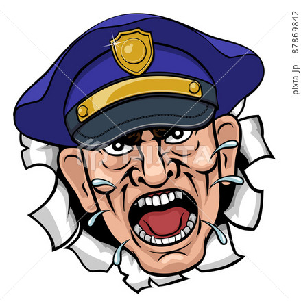 Angry Policeman Police Officer Cartoonのイラスト素材