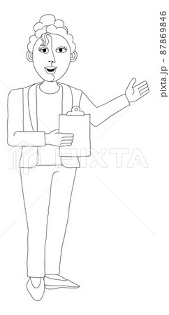 Woman With Clipboard Pointing Illustration 87869846