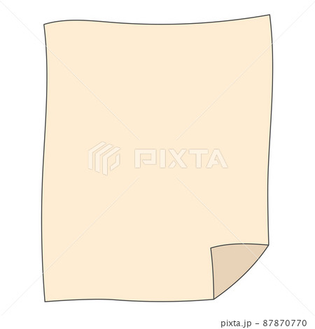 Old sheet of paper cartoon with curled corner,... - Stock Illustration  [87870770] - PIXTA