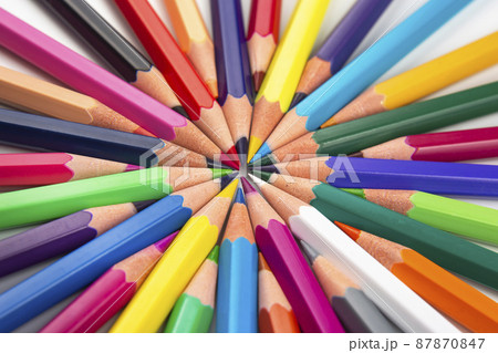 Colored pencils for drawing. Education and creativity. Leisure and art Colored pencils for drawing. Education and creativity. Leisure and art 87870847