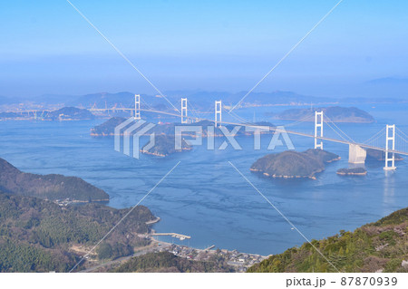 【しまなみ海道】亀老山展望公園の亀老山展望デッキからの絶景 【しまなみ海道】亀老山展望公園の亀老山展望デッキからの絶景 87870939