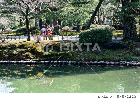着物女子が散策する兼六園 87871215