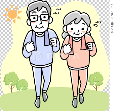 Senior men and women running 87871963