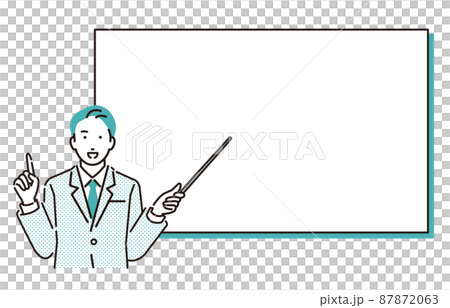 Person Business person male with whiteboard and pointer 87872063