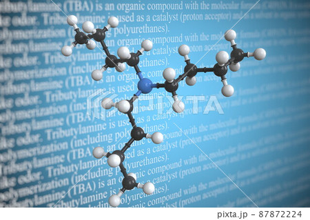 Molecular model of tributylamine, 3D rendering Molecular model of tributylamine, 3D rendering 87872224