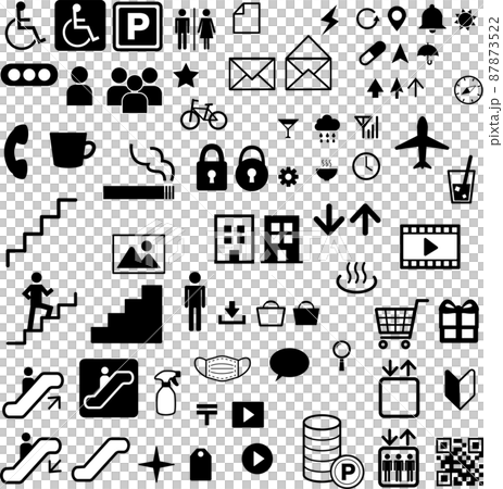 使いやすいシンプルなピクトグラムのセット 87873522