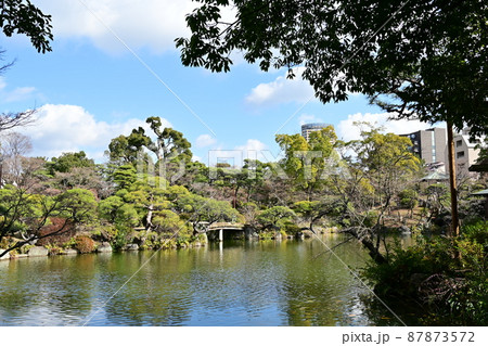 相楽園の池泉回遊式日本庭園の池 87873572