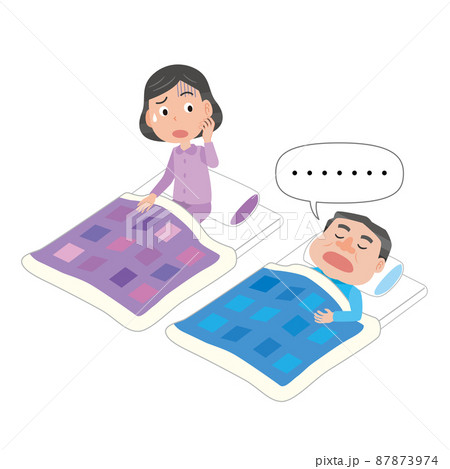 夫の睡眠時の呼吸が心配な妻 夫の睡眠時の呼吸が心配な妻 87873974