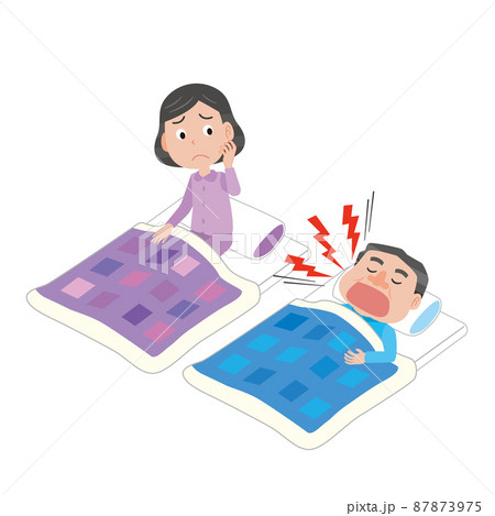 夫のいびきがうるさくて眠れない妻 87873975