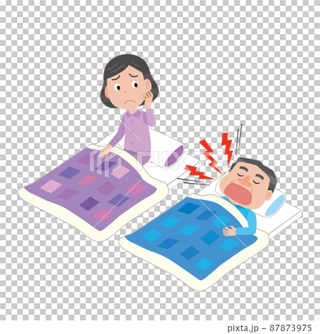 夫のいびきがうるさくて眠れない妻 87873975