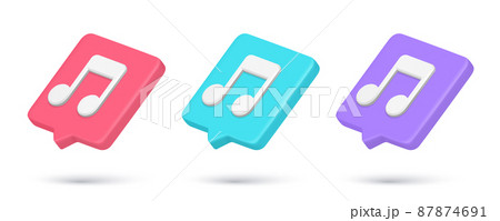 Realistic 3d icon quick tips musical notes internet notification collection vector illustration 87874691