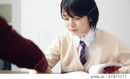 個別指導を受ける女子学生 学習塾 家庭教師 個別指導を受ける女子学生 学習塾 家庭教師 87875372