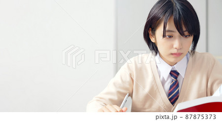 勉強する女子学生 受験勉強 受験生 勉強する女子学生 受験勉強 受験生 87875373