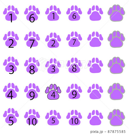 パープルの足跡の数字のセット 87875585
