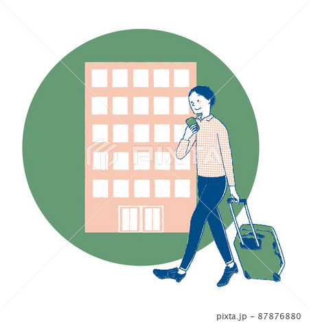 旅行する男性とホテル 旅行する男性とホテル 87876880