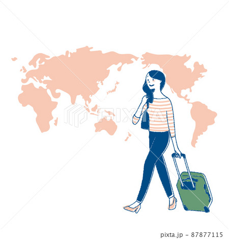 旅行する女性と世界地図 旅行する女性と世界地図 87877115