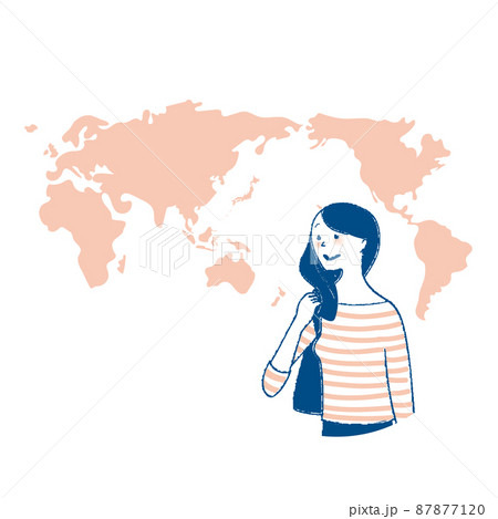旅行する女性と世界地図 87877120