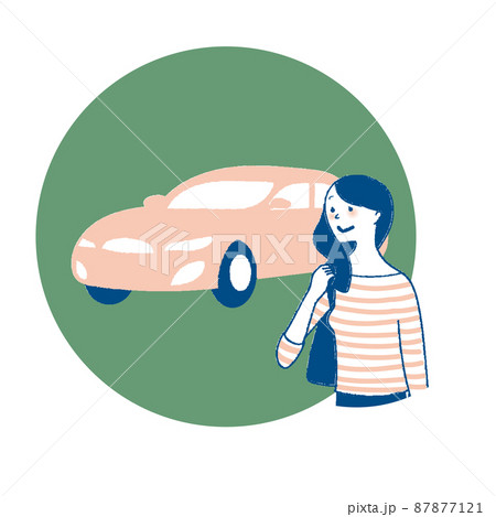 旅行する女性と車 87877121