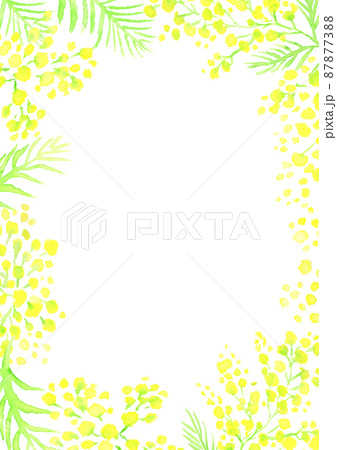 水彩で描いたミモザの花のフレーム 87877388