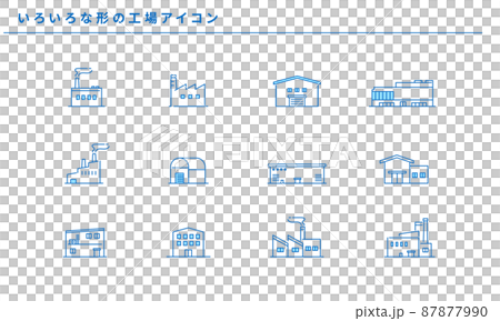 いろいろな形の工場アイコンセット、ベクター いろいろな形の工場アイコンセット、ベクター 87877990