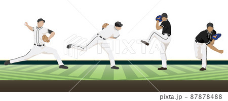 野球選手のポーズ4種 ピッチャー のイラスト素材 野球選手のポーズ4種 ピッチャー のイラスト素材