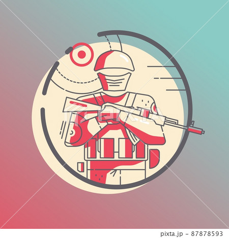 Military poliece guard solidier icon, minimalist flat style 87878593