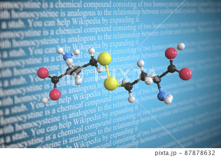 Molecular model of homocystine, 3D rendering Molecular model of homocystine, 3D rendering 87878632