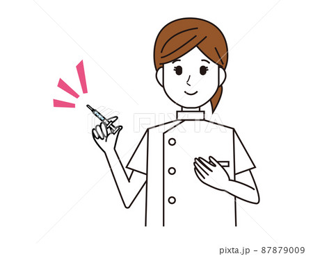 女性の看護師　医療従事者　イラスト 87879009