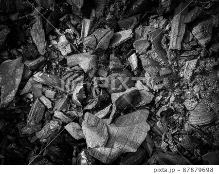 Close-up view of Black charcoal texture background. 87879698