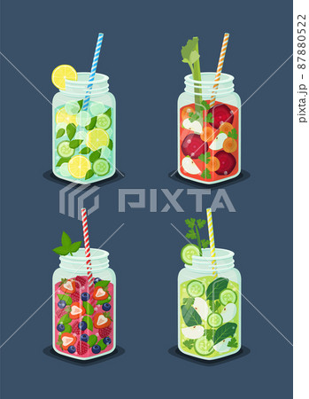 Beverages for Dieting Set Vector Illustration Beverages for Dieting Set Vector Illustration 87880522