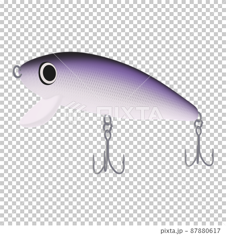 釣具のイラスト素材　ルアー　ミノー（1_4）　黒とパープル 87880617