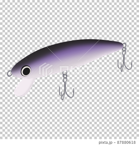 釣具のイラスト素材　ルアー　ミノー（1_3）　黒とパープル 87880618