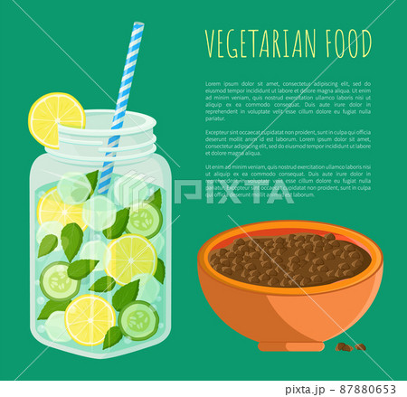 Vegetarian Food Poster Detox Diet Concept Vector 87880653