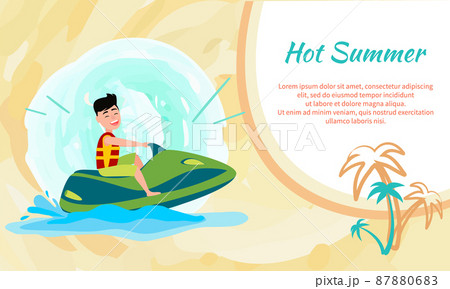 Hot Summer Poster with Place for Text and Jet Ski 87880683