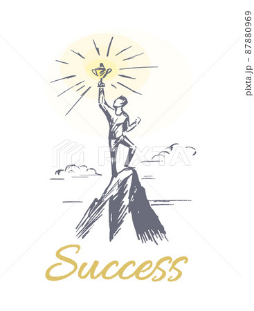 Success Person at Mountain Top Vector Illustration 87880969