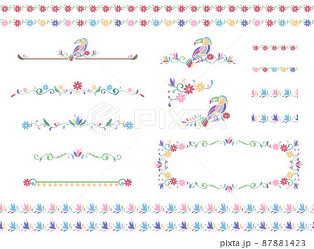 エレガントなフレーム_飾り枠_オトミ刺繍のイメージ_メキシコ_1:1 87881423