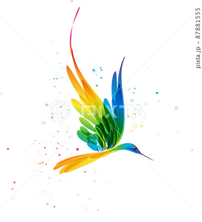 Colorful fantasy abstract bird in flight on white bakground 87881555