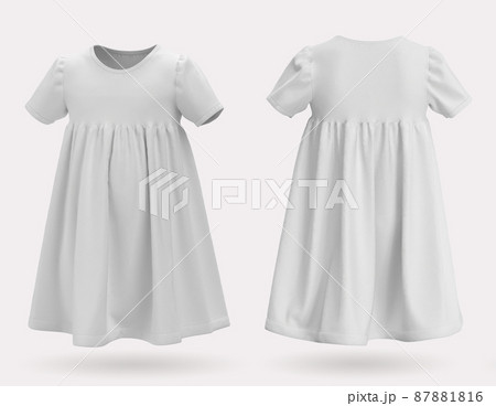 White baby dress on a gray background. 3d rendering, 3d illustration White baby dress on a gray background. 3d rendering, 3d illustration 87881816