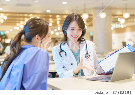 産業医の診療を受ける若い女性 産業医の診療を受ける若い女性 87882191